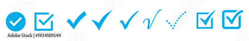blue check mark collection. for approval, verification, verified mark sign. vector illustration
