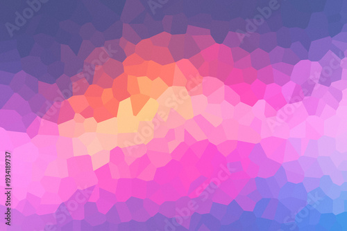 Vibrant Pastel Low Poly Abstract Gradient Background in Pink, Orange and Purple