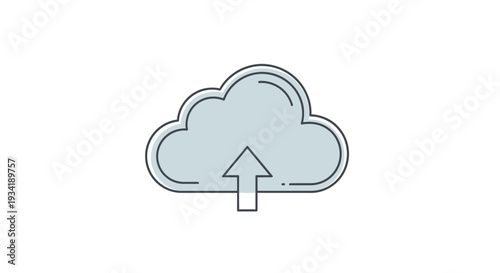 Cloud upload icon depicting data transfer and digital information storage processes