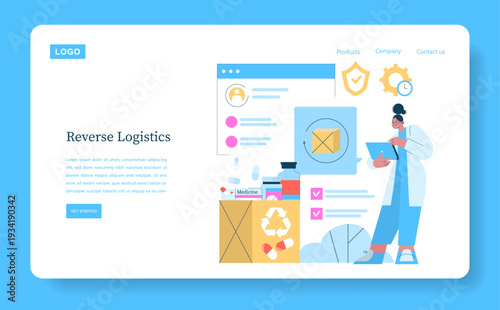 Reverse Logistics Vector Illustration with Tablet Interaction