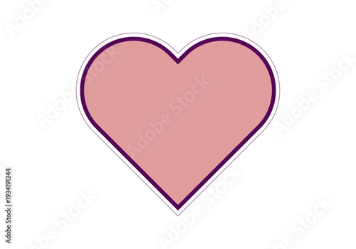 Corazón de color melocotón con doble contorno púrpura y blanco