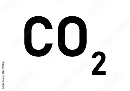 Fórmula química del dióxido de carbono en color negro 