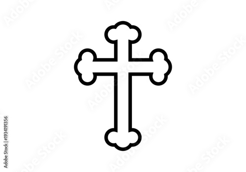 Cruz cristiana con bordes redondeados y contorno negro