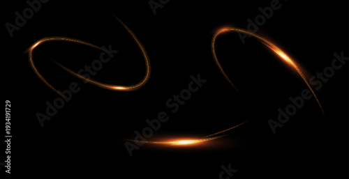 Curve golden line light effect. Smooth holiday light line with lighting effects. Light cool whirlwind. curve light effect.