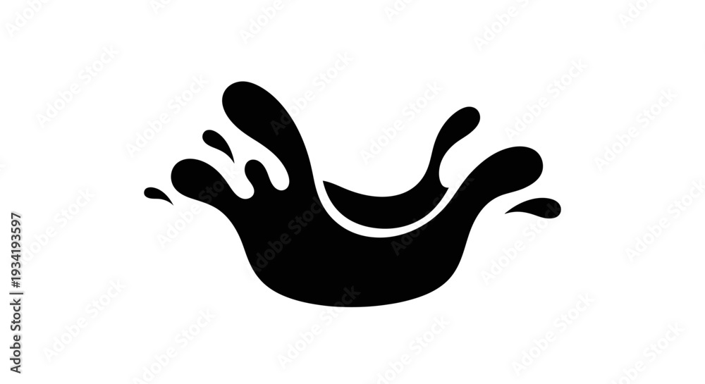 Obraz premium Abstract Black Splash Isolated on White Background, Liquid Motion.