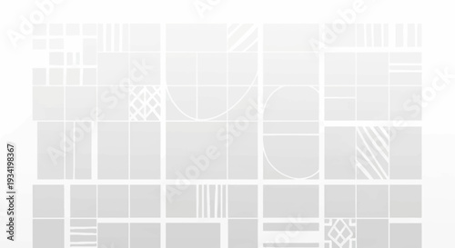 Abstract Geometric Composition of White Blocks and Linear Graphic Elements Design