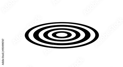 Abstract Concentric Oval Rings in Black and White.