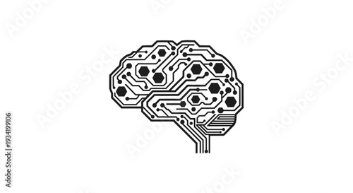 Futuristic Circuit Brain Illustration Symbolizing Artificial Intelligence