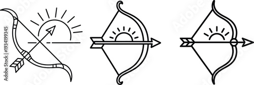 Ram Navami bow arrow icon set
