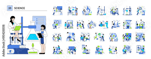 Science Lab Vector Illustration with Technology Interaction