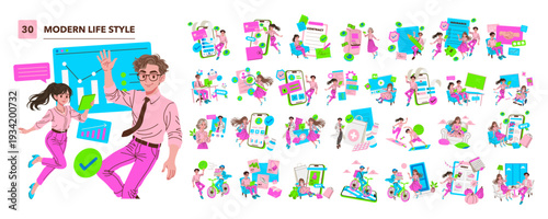 Modern Lifestyle Vector Illustration with Technology Theme