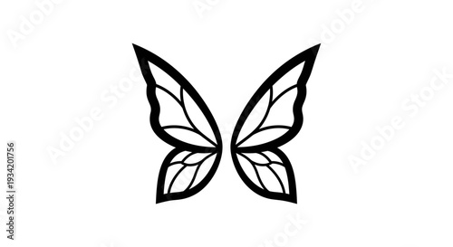 Elegant Butterfly Wings Illustration in Black and White.