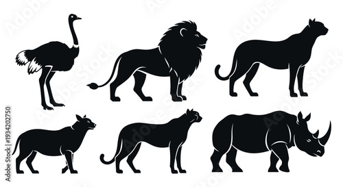 African Wildlife Silhouettes Vector Set - Safari Animals Collection