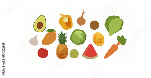 Realistic 3D Vegetables and Fruits Collection Vector Isolated on White