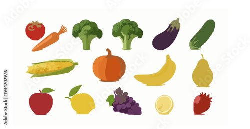 Realistic 3D Vegetables and Fruits Collection Vector Isolated on White