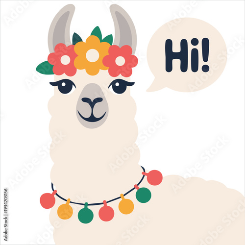 Hand drawing llama illustration vector isolated on white background for animal art