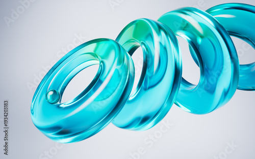 Fotografie Transparent ring glass background, 3d rendering.