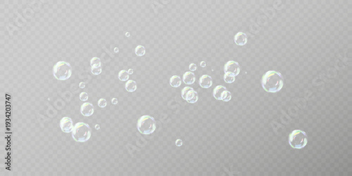 Transparent Soap Bubble Vector Set with Glass Effect