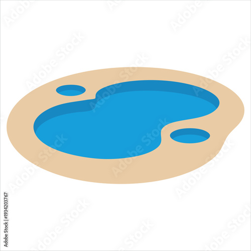 Puddles of water on the soil surface vector illustration for nature concepts