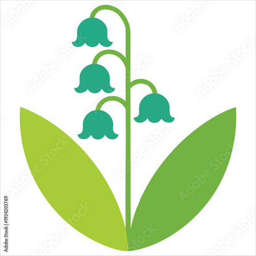 Lily of the valley isolated on white background simple flat style spring flowers illustration