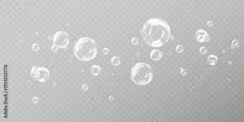 Realistic Water Bubble Collection PNG Isolated