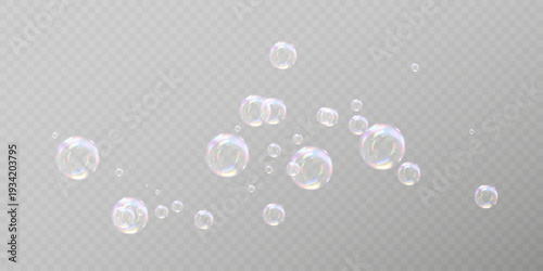 Vector Flying Soap Bubbles Isolated Transparent PNG