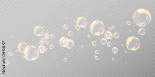 Flying Soap Bubbles Transparent Vector Illustration