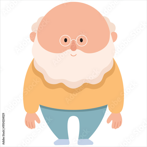 Senior elderly man in a sweater vector illustration on white background