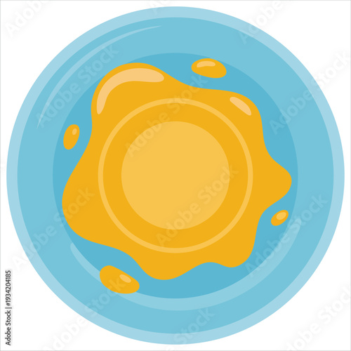Soiled blue plate from top view isolated on white background vector illustration