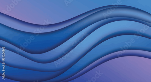 Abstract blue waves with smooth flowing curves on a purple and blue gradient background, representing fluid motion and gentle transitions
