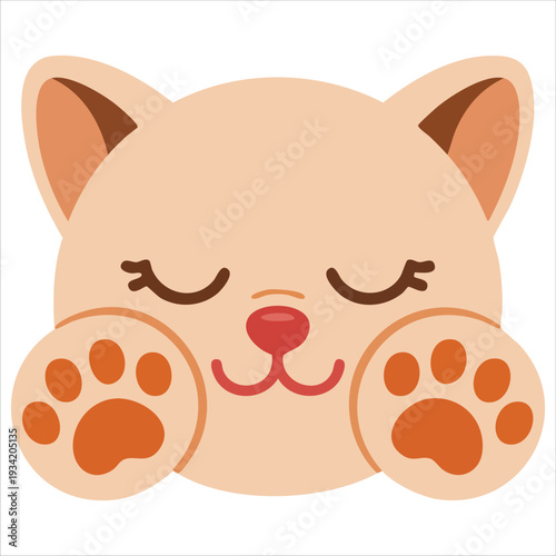 Isolated red cat head and paws in a flat style vector illustration design