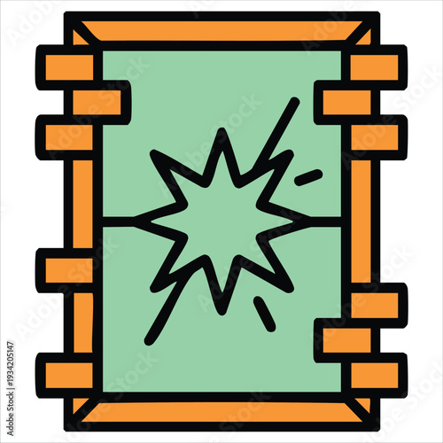 Window glass crack hole cartoon vector illustration on white background