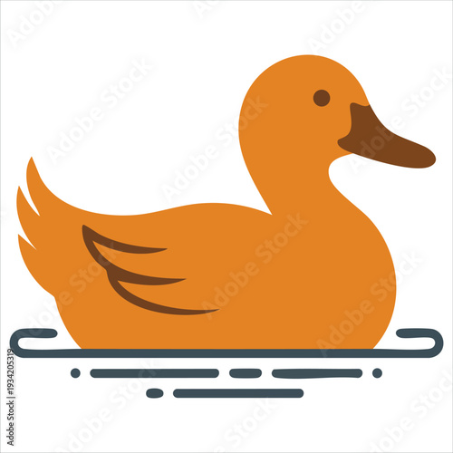 Cute duck swims colorful hand drawn vector isolated illustration doodle animal