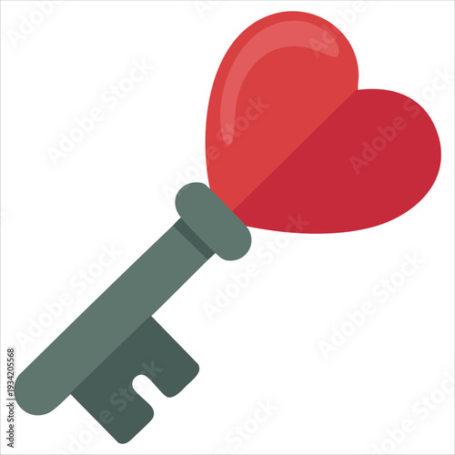 The key to the heart concept romantic vector illustration on white background