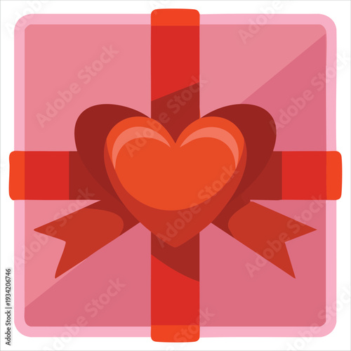 Isolated vector design of colorful heart shaped gift box in simple style on white background
