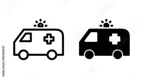 Ambulance icon set vector. ambulance truck sign and symbol. ambulance car
