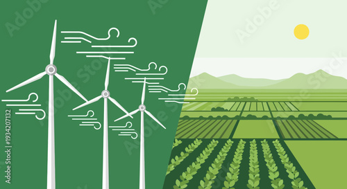 Wind Turbines and Agricultural Fields: Sustainable Energy and Farming