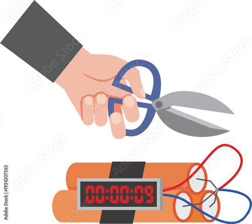 爆弾を解体する手