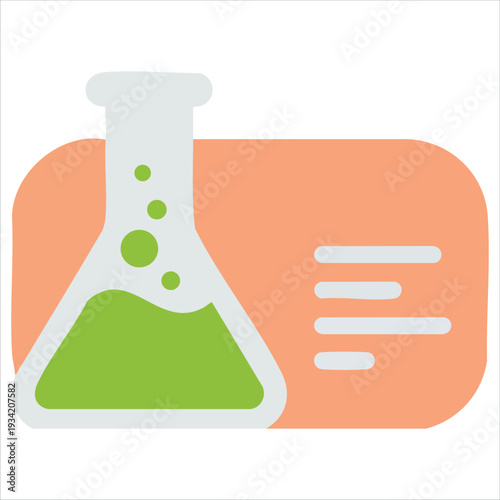 Isolated vector label of chemical flask for school notebook and diary design on white background