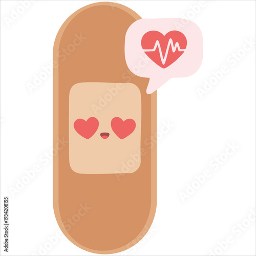 Isolated vector design of adhesive plaster character for medicine and healthcare concept on white background