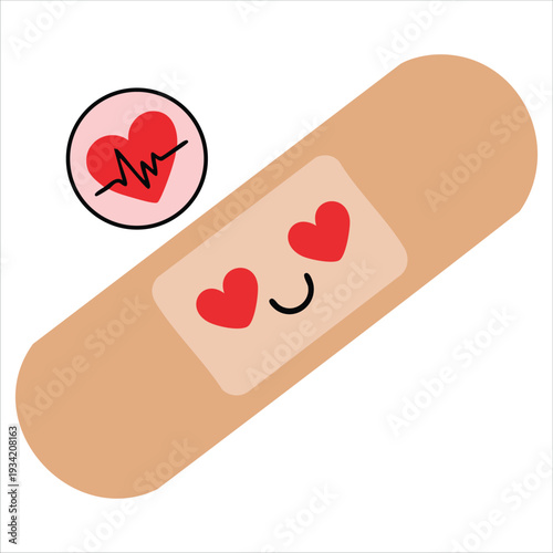 Vector illustration of cute plaster icon for medical care and first aid concept on white background