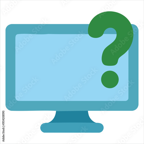 Isolated vector design of computer care icon with question mark for tech support concept on white background