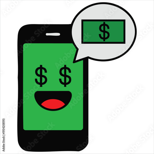 Isolated vector design of cheerful smartphone character with smile for online apps concept on white background