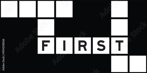 Alphabet letter in word first on crossword puzzle background