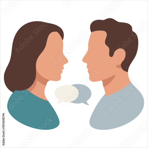 Flat design vector illustration of friends talking and communicating isolated on white background