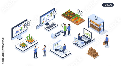 Modern agricultural technology and data analysis for efficient farming and supply chain management.
