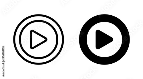 Play Icon set vector. Play button sign and symbol