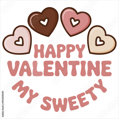 Vector illustration of happy valentine day background with love heart and donut design on white background