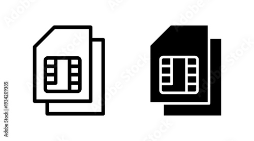 Sim card icon set vector. dual sim card sign and symbol