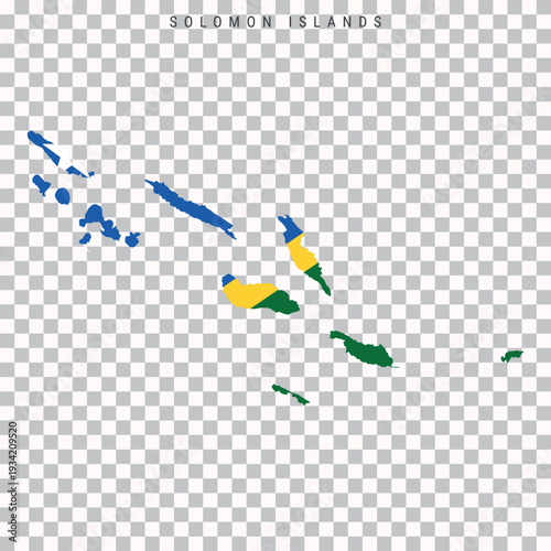 Solomon Islands flag map silhouette isolated on transparent background
